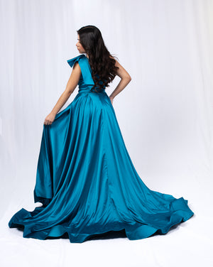 Party Dress for Damas or bridesmaids Shiny Blue – Party Dreams Boutique