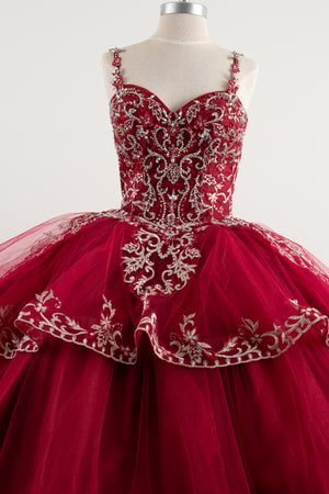 Red Quinceañera Sleeveless Dress opened back