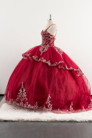 Red Quinceañera Sleeveless Dress opened back