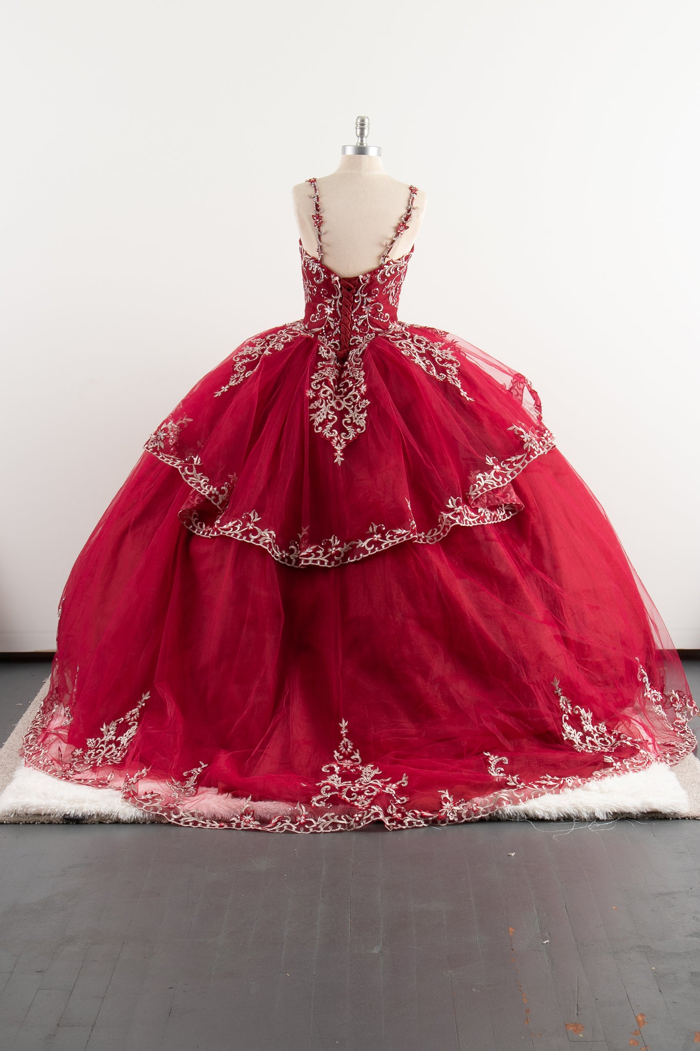 Red Quinceañera Sleeveless Dress opened back