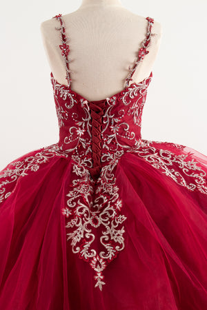 Red Quinceañera Sleeveless Dress opened back