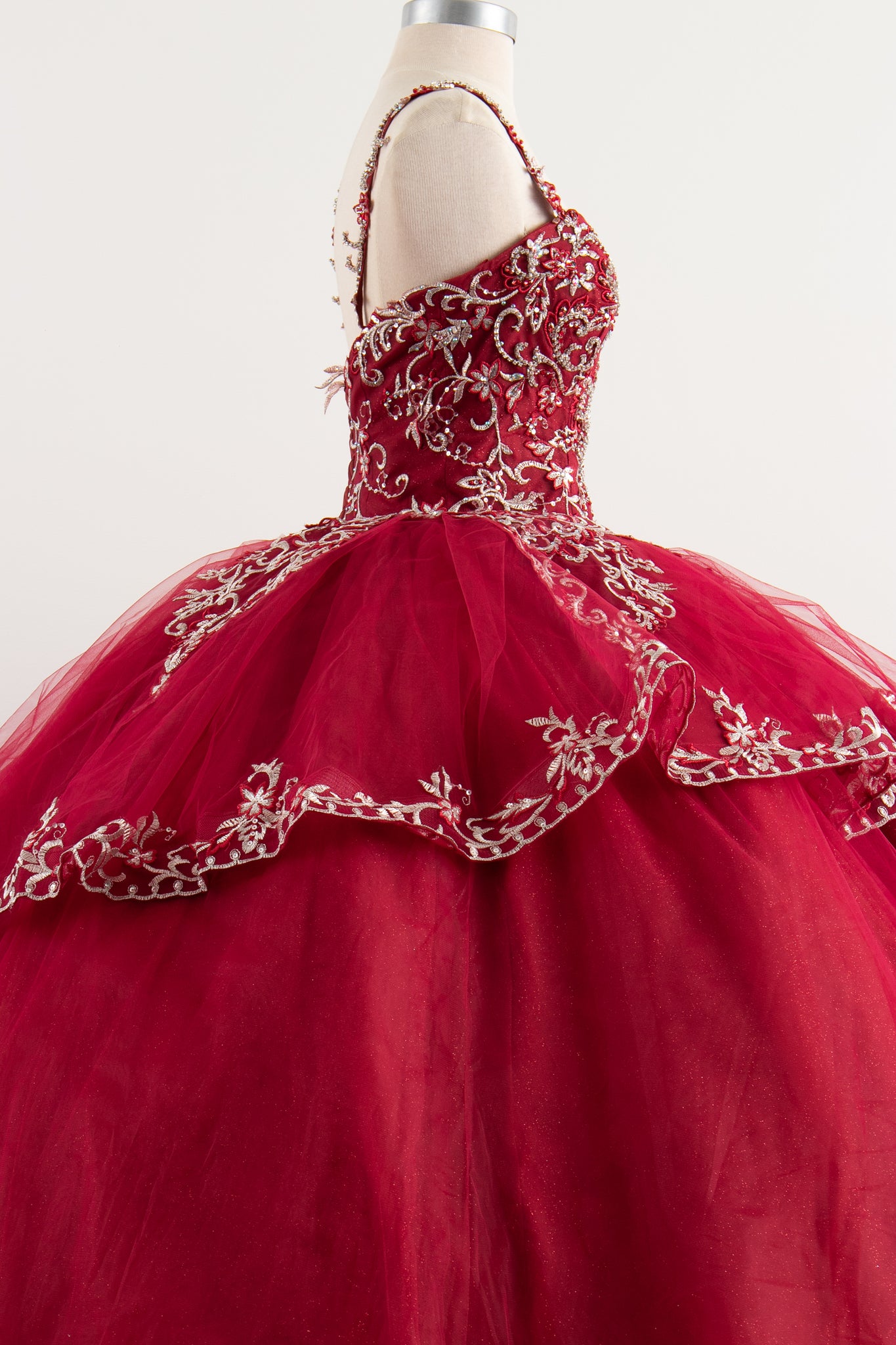 Red Quinceañera Sleeveless Dress opened back