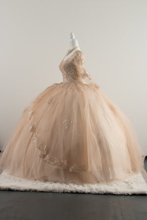 beige quince dress Gold Beige Quince Dress, Formal, Princess Dress