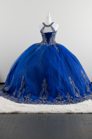 Sleeveless and strapless Royal Blue Quinceañera Dress L Sleeveless and strapless Royal Blue Quinceañera Dress L
